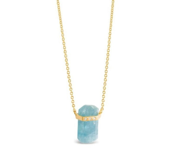 Blue Ice Aquamarine 14k Gold Vermeil Necklace - Sunshine & Sweet Pea's Coastal Decor