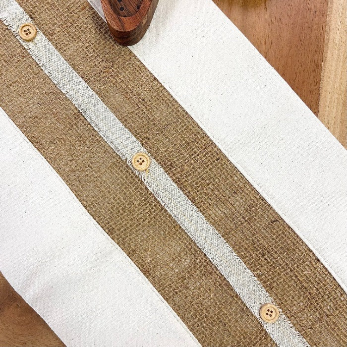 Burlap Stripe Table Runner Sunshine & Sweet peas coastal decor