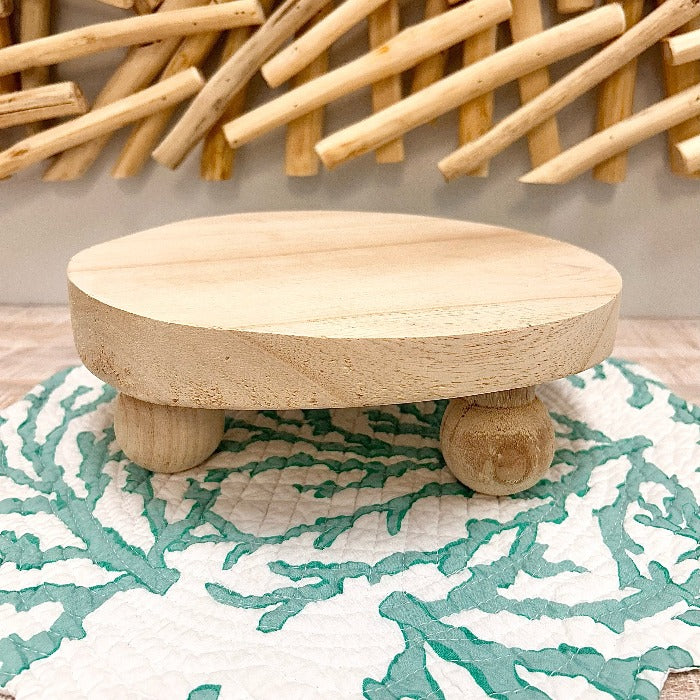 Round Wooden Risers with Ball Feet Sunshine & Sweet Peas coastal decor