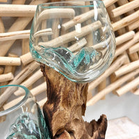 Mouthblown Glass on Driftwood Sunshine & Sweet Peas Coastal Decor