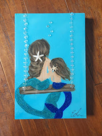Custom Mermaid on Canvas w/Embellishments Commission