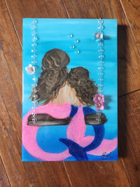 Custom Mermaid on Canvas w/Embellishments Commission