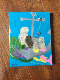 Custom Mermaid on Canvas w/Embellishments Commission