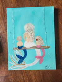 Custom Mermaid on Canvas w/Embellishments Commission