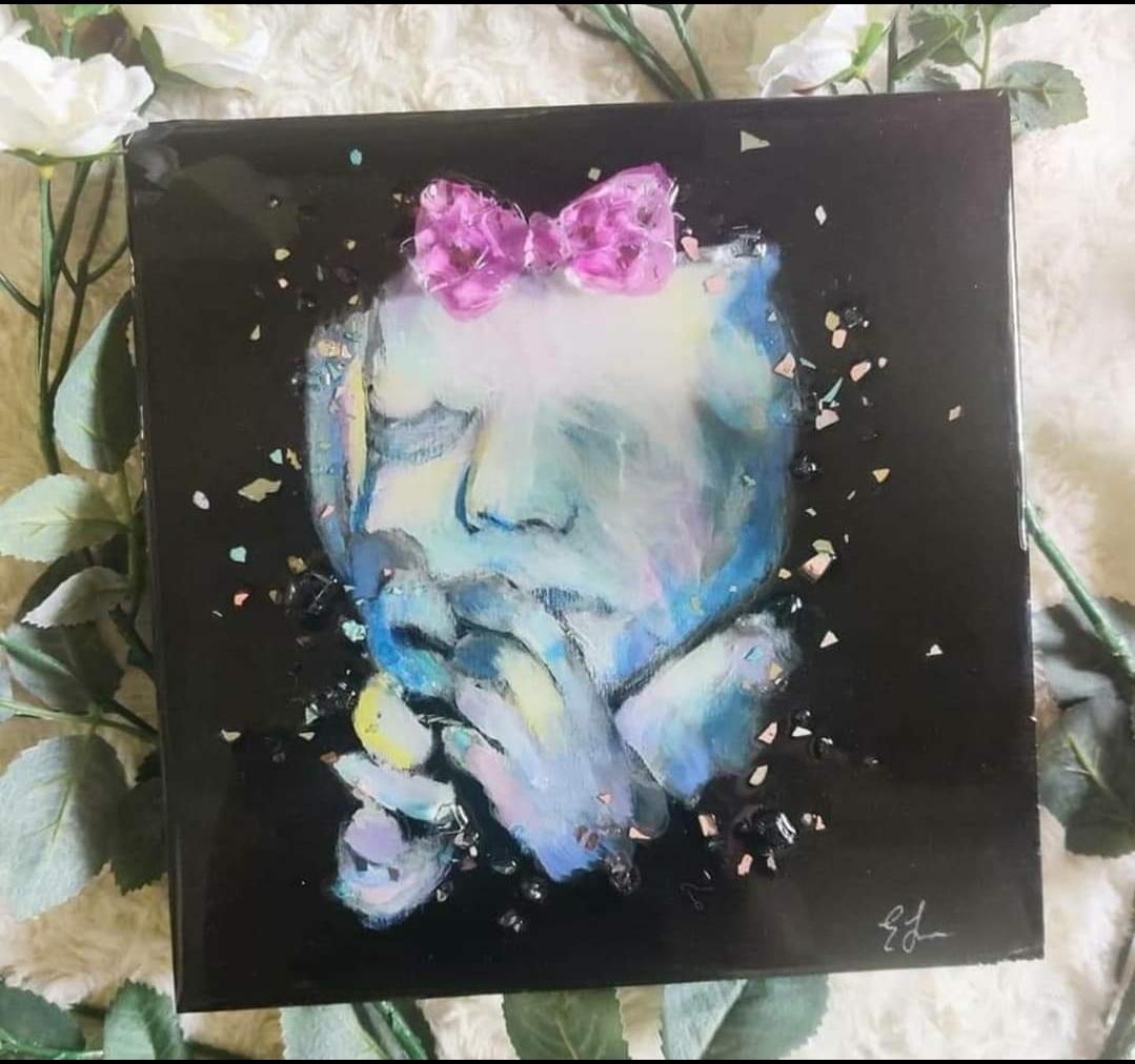 Custom Ultrasound Painting on Canvas w/Resin Finish & Embellishments Commission