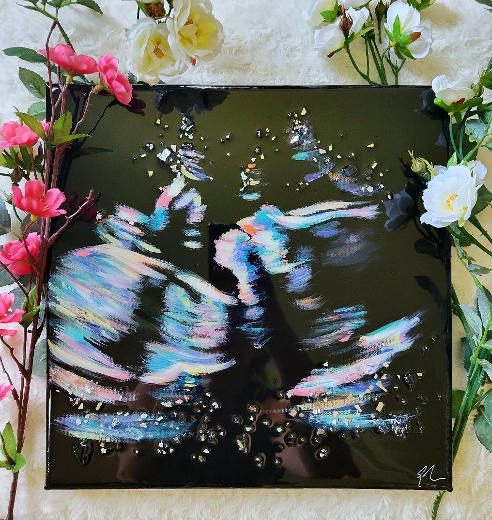 Custom Ultrasound Painting on Canvas w/Resin Finish & Embellishments Commission