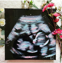 Custom Ultrasound Painting on Canvas w/Resin Finish & Embellishments Commission