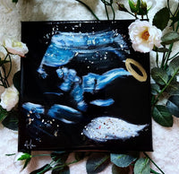 Custom Ultrasound Painting on Canvas w/Resin Finish & Embellishments Commission