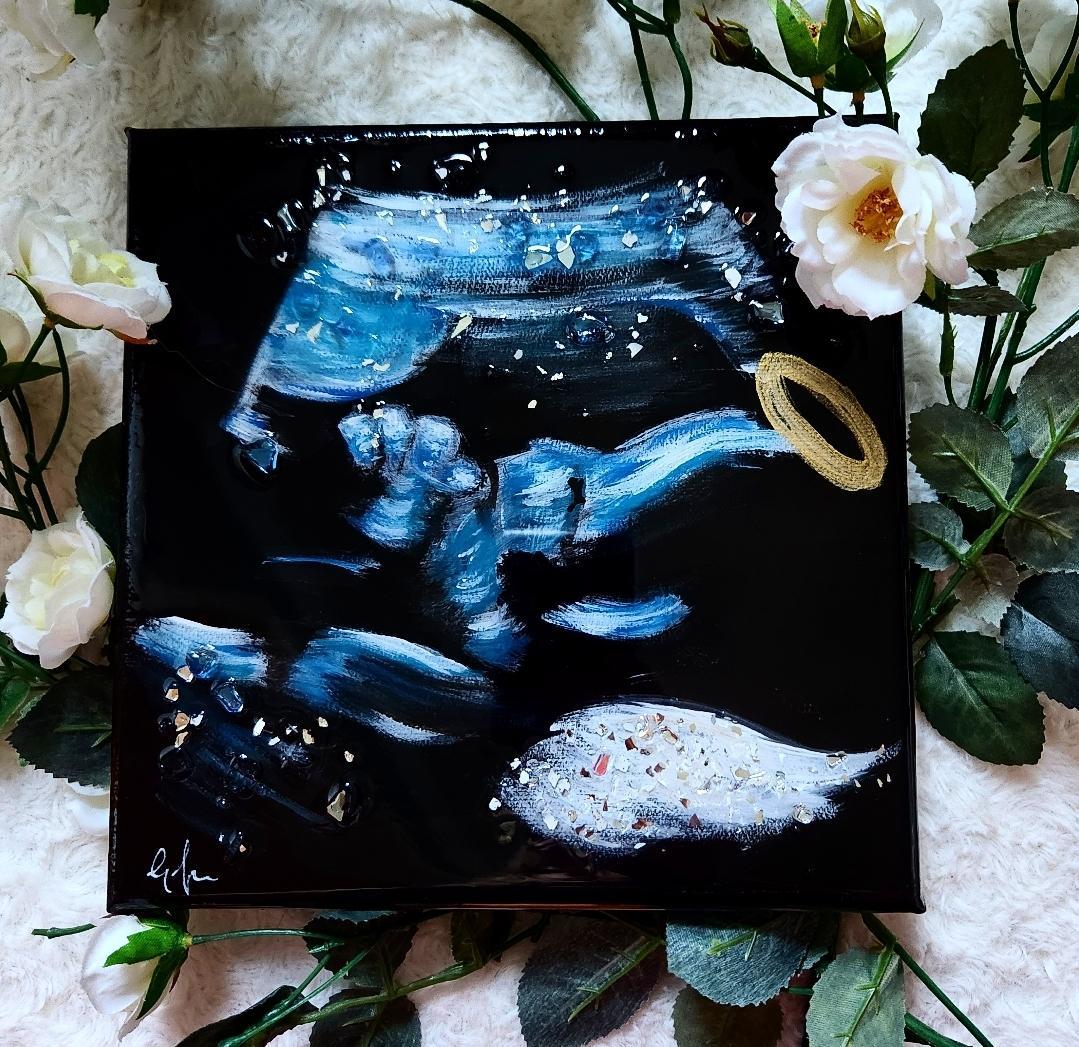 Custom Ultrasound Painting on Canvas w/Resin Finish & Embellishments Commission