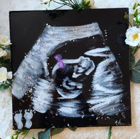 Custom Ultrasound Painting on Canvas w/Resin Finish & Embellishments Commission