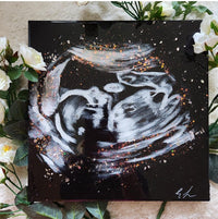 Custom Ultrasound Painting on Canvas w/Resin Finish & Embellishments Commission