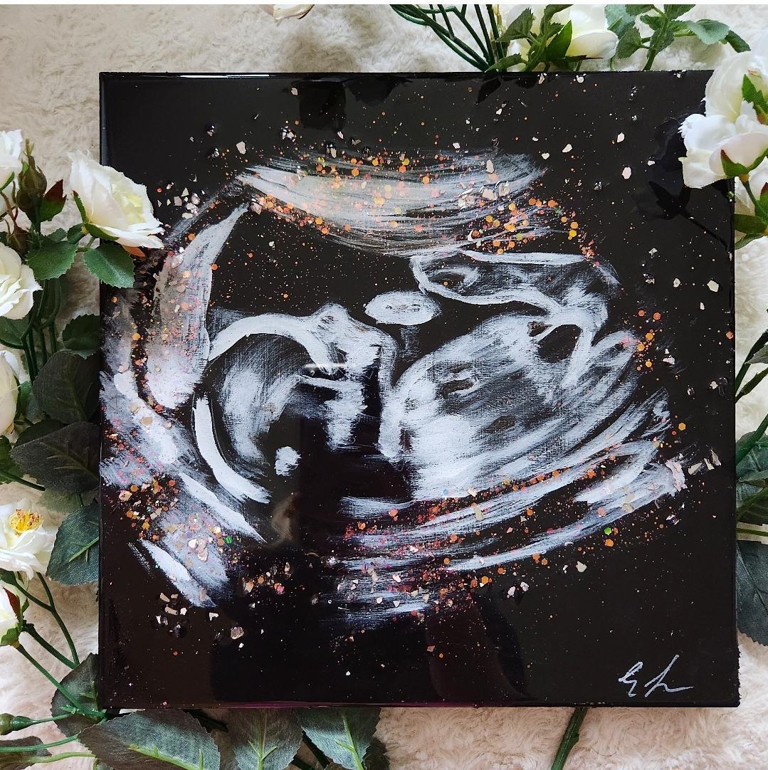 Custom Ultrasound Painting on Canvas w/Resin Finish & Embellishments Commission