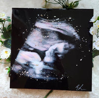 Custom Ultrasound Painting on Canvas w/Resin Finish & Embellishments Commission