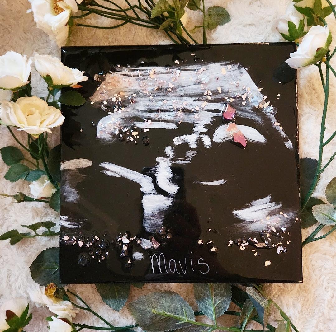 Custom Ultrasound Painting on Canvas w/Resin Finish & Embellishments Commission