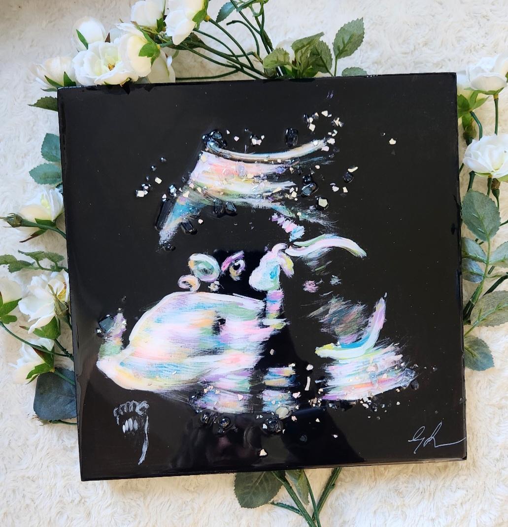 Custom Ultrasound Painting on Canvas w/Resin Finish & Embellishments Commission