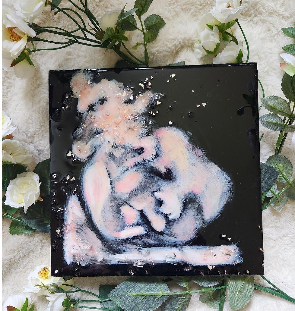 Custom Ultrasound Painting on Canvas w/Resin Finish & Embellishments Commission