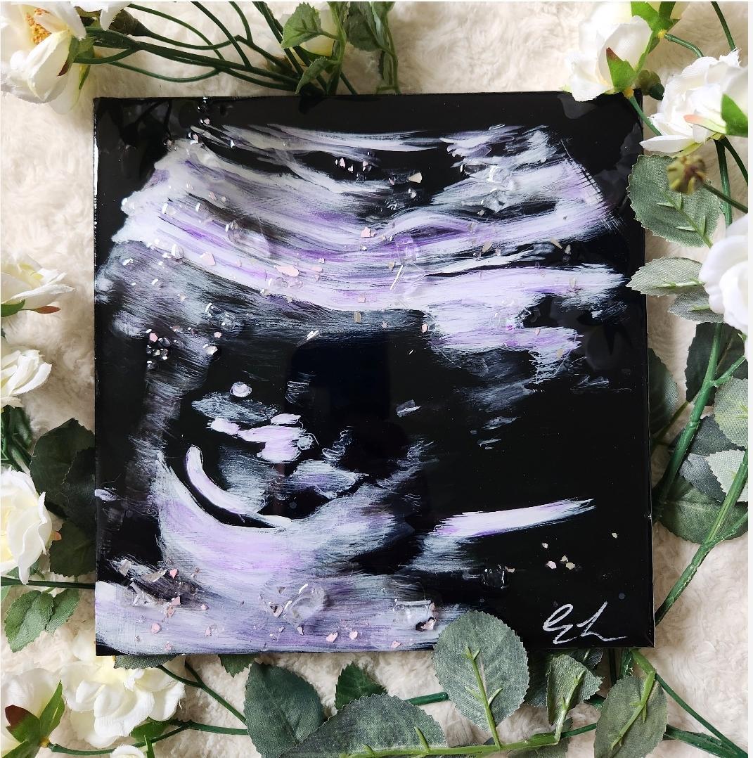 Custom Ultrasound Painting on Canvas w/Resin Finish & Embellishments Commission