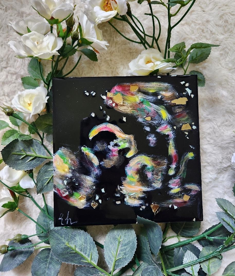 Custom Ultrasound Painting on Canvas w/Resin Finish & Embellishments Commission