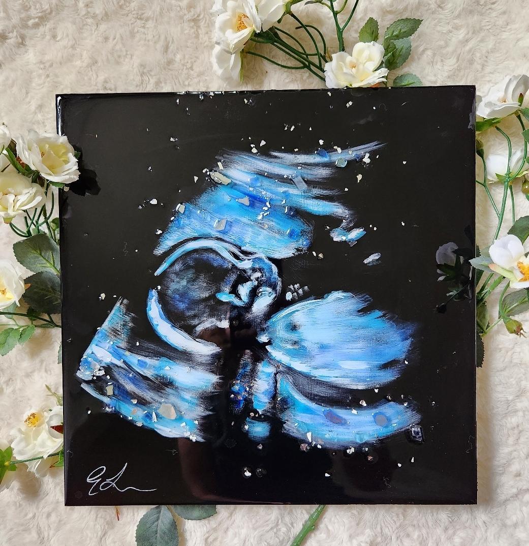 Custom Ultrasound Painting on Canvas w/Resin Finish & Embellishments Commission