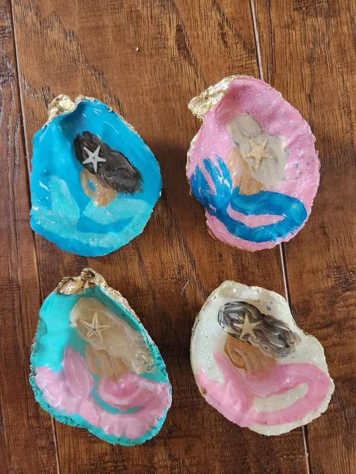 Oyster Magnets w/Mermaid Painting