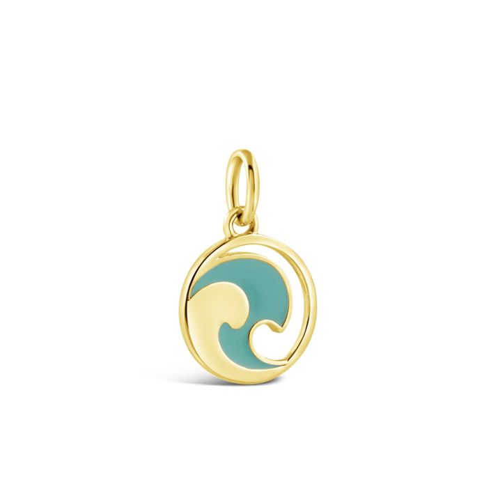 Collectible Travel Treasures™ 14k Gold Vermeil Wave Charm with Blue Enamel Accent - Sunshine & Sweet Pea's Coastal Decor