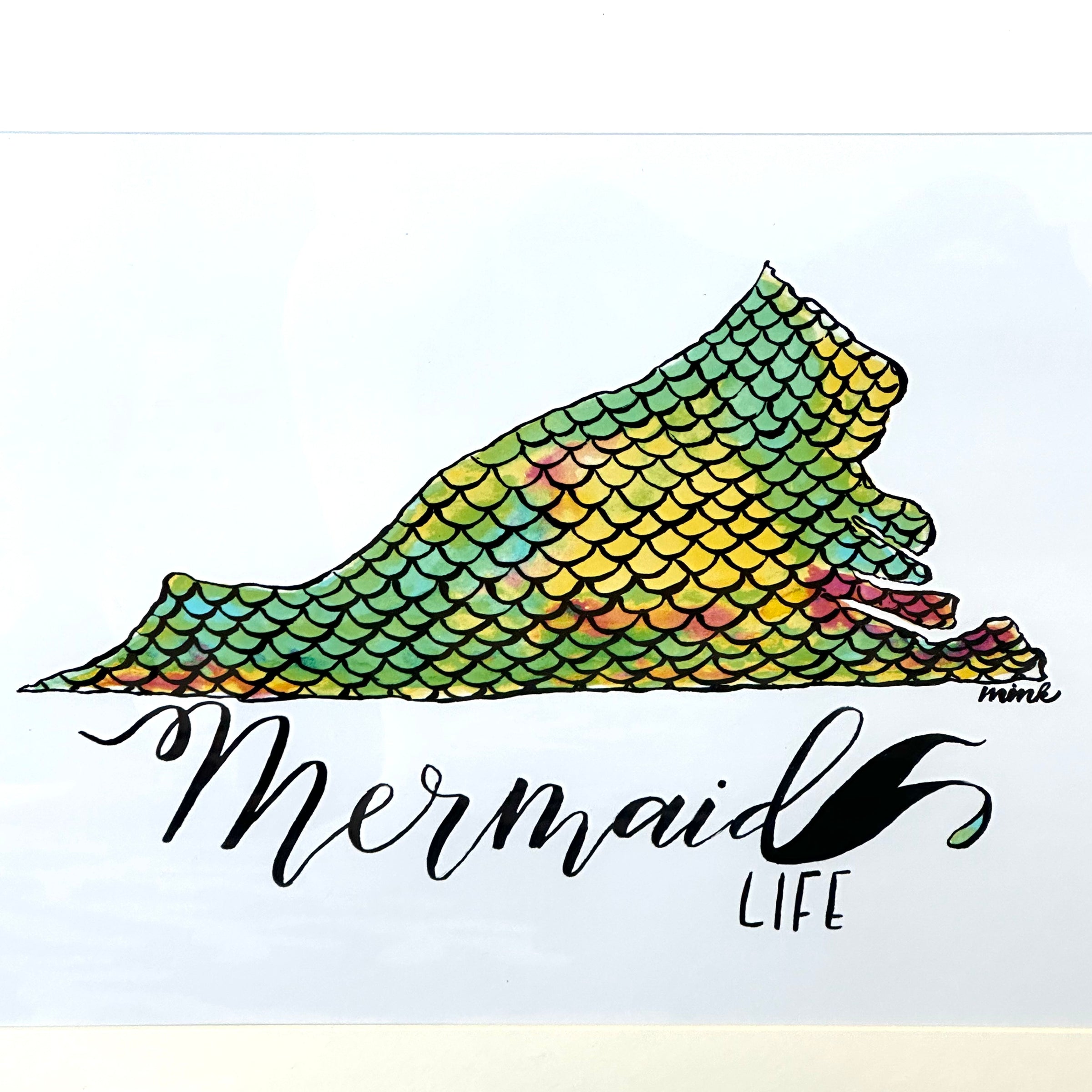 "Virginia Beach" Virginia Mermaid Scales Framed Print- Assorted Sizes