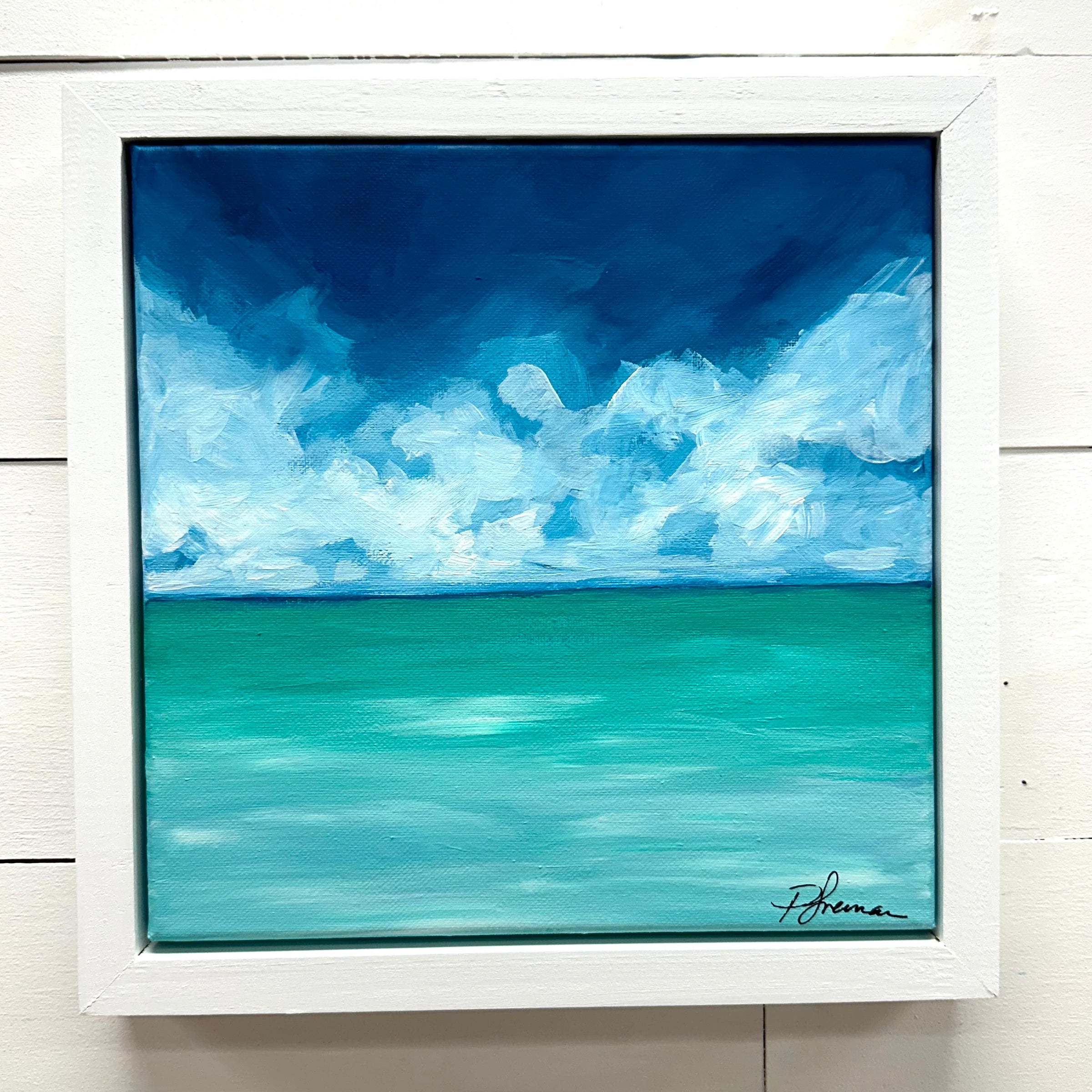 Dark Blue Sky Seascape Original Painting