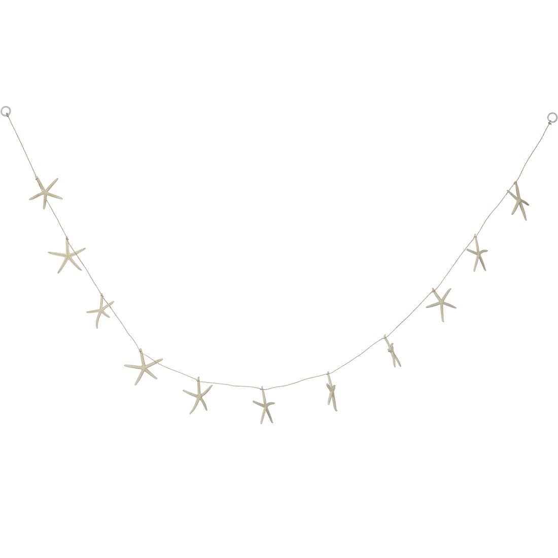 Eleven White Finger Starfish Garland 72"