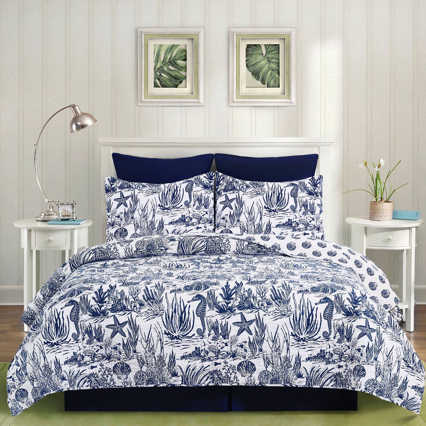 Reef Shores Blue Coastal Quilt Set- Assorted Sizes