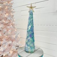 Extra Large Sea Glass Tree w/Lights & Starfish Topper Sunshine & Sweet Peas Coastal Decor