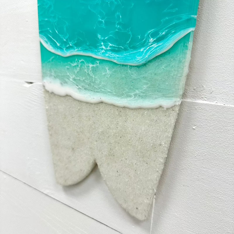 Assorted 22" Beach Teal Resin & White Sand Surfboard - Sunshine & Sweet Pea's Coastal Decor