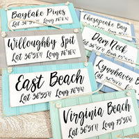 Custom Wooden Coordinate Signs - Sunshine & Sweet Pea's Coastal Decor