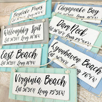 Custom Wooden Coordinate Signs - Sunshine & Sweet Pea's Coastal Decor