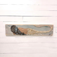 Custom Mermaid on Wood with Matte Finish & Embellishments Commission - Sunshine & Sweet Pea's Coastal Decor