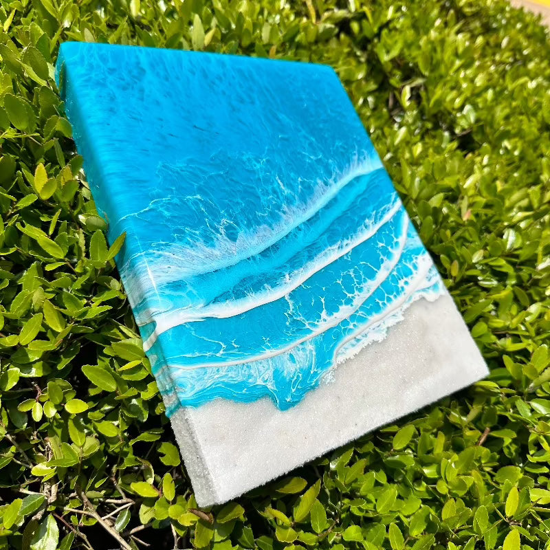 Blue Beach Inspired Resin Art - Sunshine & Sweet Pea's Coastal Decor