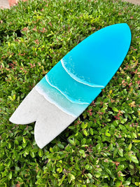 Assorted 22" Beach Teal Resin & White Sand Surfboard - Sunshine & Sweet Pea's Coastal Decor