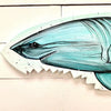 Great White Shark with Shark Bite Wooden Surfboard - Sunshine & Sweet Pea's Coastal Decor