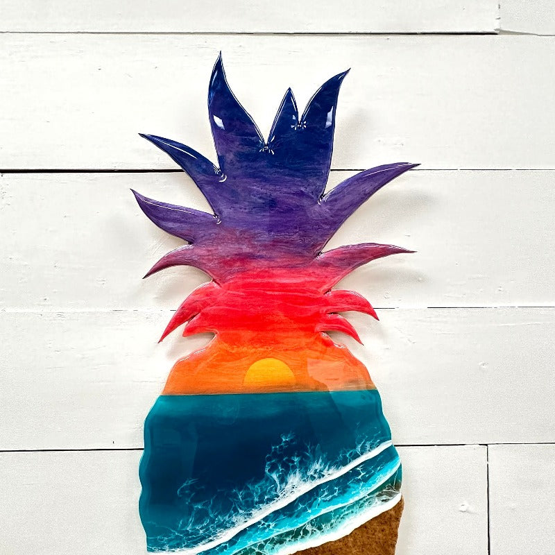 Sunset Custom Resin Pineapple Commission - Sunshine & Sweet Pea's Coastal Decor