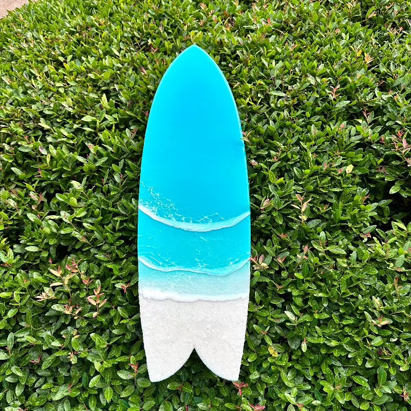Assorted 22" Beach Teal Resin & White Sand Surfboard - Sunshine & Sweet Pea's Coastal Decor
