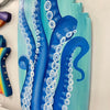 Octopus Tentacles Wooden Surfboard with Shark Bite - Sunshine & Sweet Pea's Coastal Decor