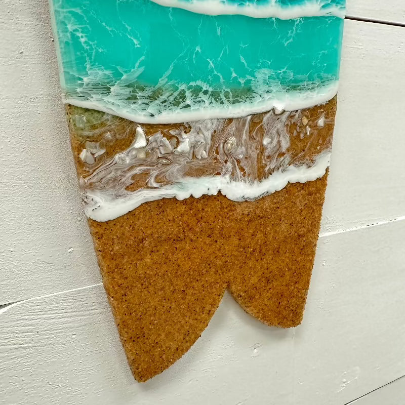 Assorted 22" Beach Teal Resin & Dark Sand Surfboard - Sunshine & Sweet Pea's Coastal Decor