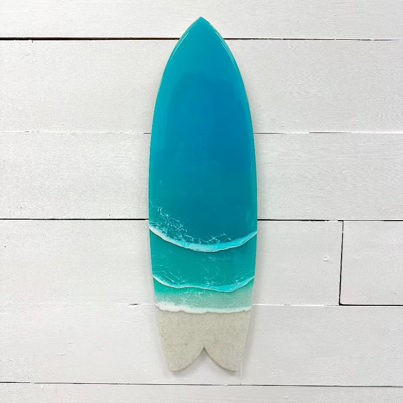 Assorted 22" Beach Teal Resin & White Sand Surfboard - Sunshine & Sweet Pea's Coastal Decor