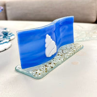 Handmade Glass Photo Holder w/Seashell - Sunshine & Sweet Pea's Coastal Decor