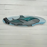 Reef Shark Wooden Surfboard with Shark Bite - Sunshine & Sweet Pea's Coastal Decor