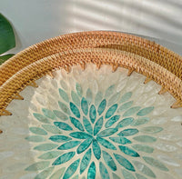 Handmade Rattan & Seashell Tray