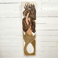 Custom Mermaid on Wood with Matte Finish & Embellishments Commission - Sunshine & Sweet Pea's Coastal Decor