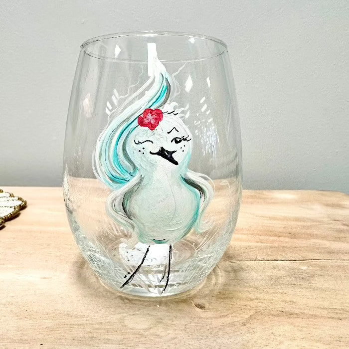 Assorted Ocean Inspired Hand Painted Stemless Wine Glasses - Sunshine & Sweet Pea's Coastal Decor