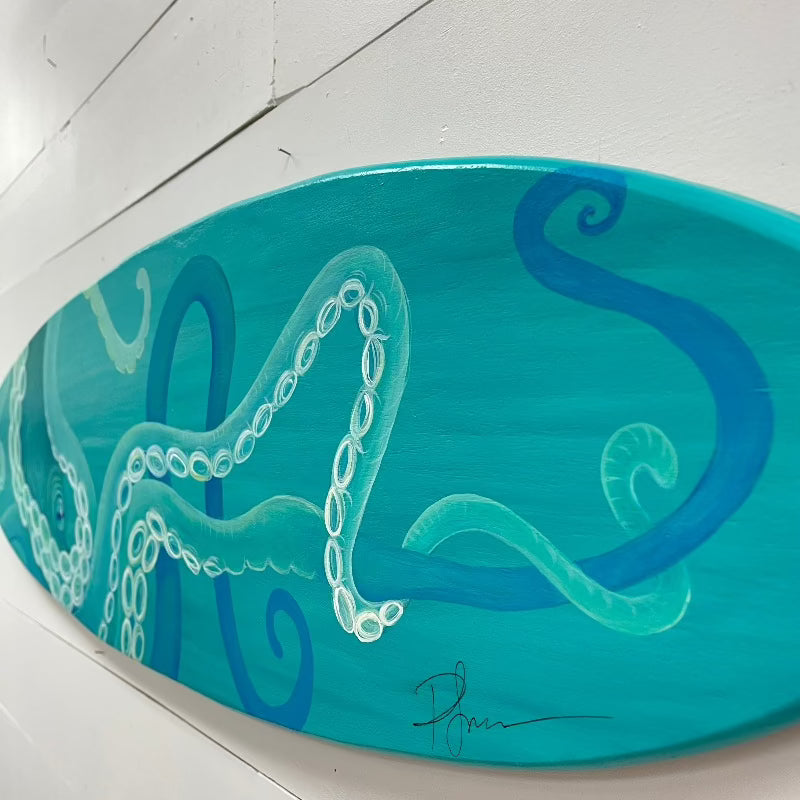 Octopus Wooden Surfboard - Sunshine & Sweet Pea's Coastal Decor