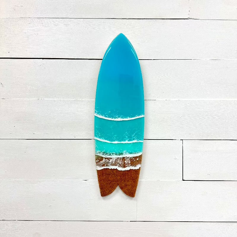Assorted 22" Beach Teal Resin & Dark Sand Surfboard - Sunshine & Sweet Pea's Coastal Decor