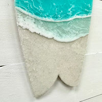 Assorted 22" Beach Teal Resin & White Sand Surfboard - Sunshine & Sweet Pea's Coastal Decor